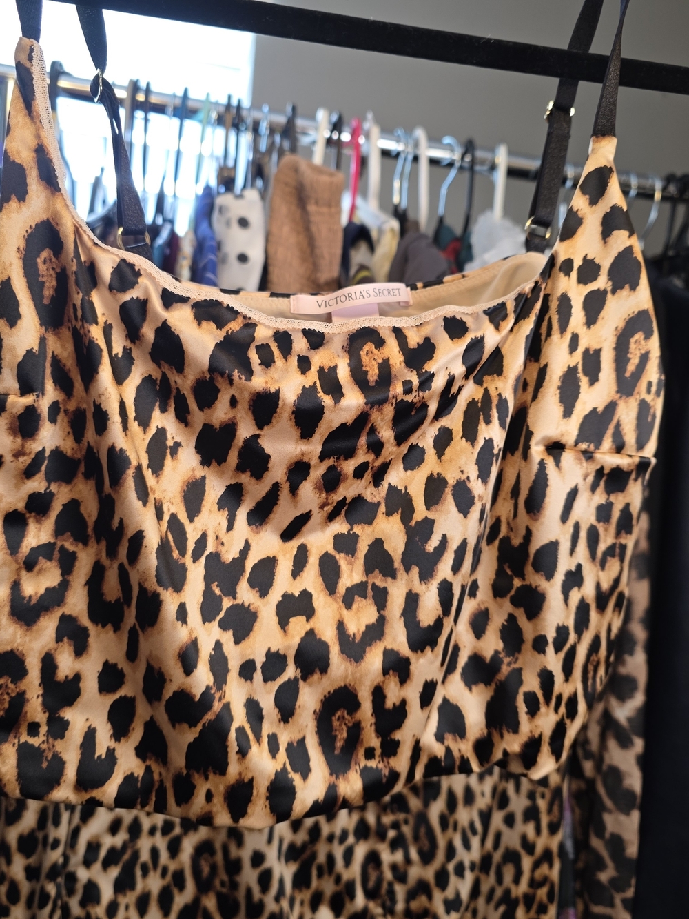 Victoria's Secret Leopard Print Satin Midi Dress - Tan & Black - Picture 2 of 2